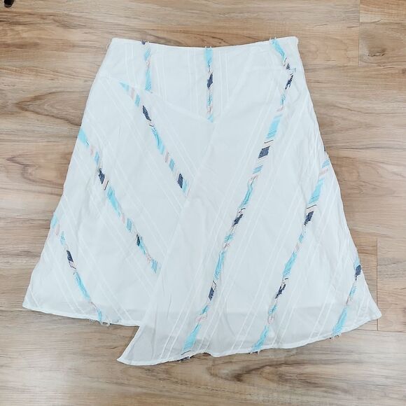 🔺️Roxy White Asymmetric Gauzy Fully Lined Skirt Small - Picture 1 of 10
